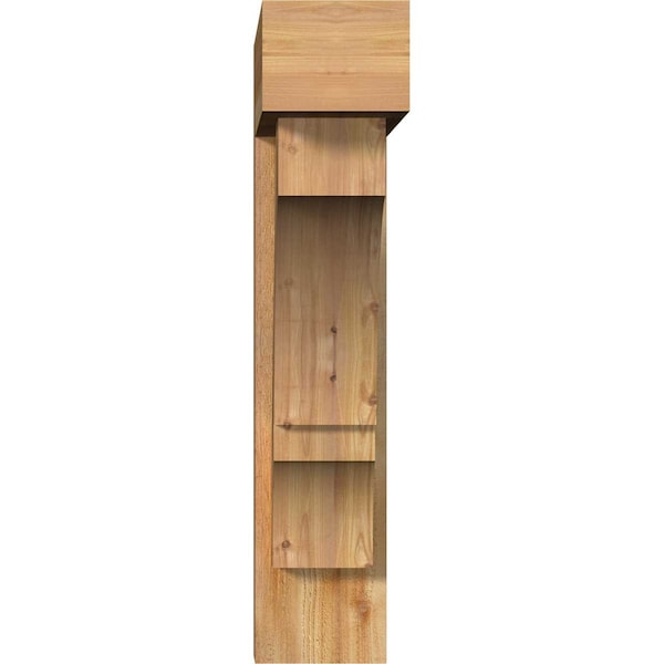 Balboa Block Rough Sawn Bracket W/ Offset Brace, Western Red Cedar, 8W X 30D X 38H